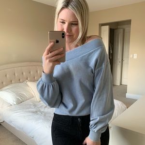 Blue off the shoulder sweater